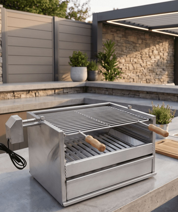 Grelhador inox no exterior