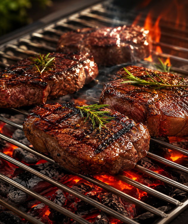 Churrasco no exterior com grelhador em utilização